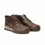 Καφέ δερμάτινα δετά μποτάκια - Image 4