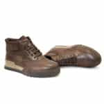 Καφέ δερμάτινα δετά μποτάκια - Image 6