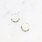 Σκουλαρίκια κρίκοι Bohm Paris με πράσινες πέτρες