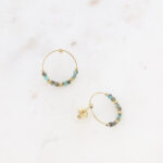 Σκουλαρίκια κρίκοι Bohm Paris με πράσινες πέτρες - Image 2